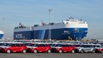 Car shipping terminal in the port of Zeebrugge