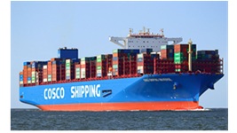 Fully loaded container ship Cosco